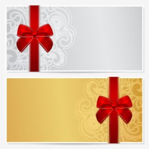 20849119 - voucher, gift certificate, coupon template with border, frame, bow ribbons